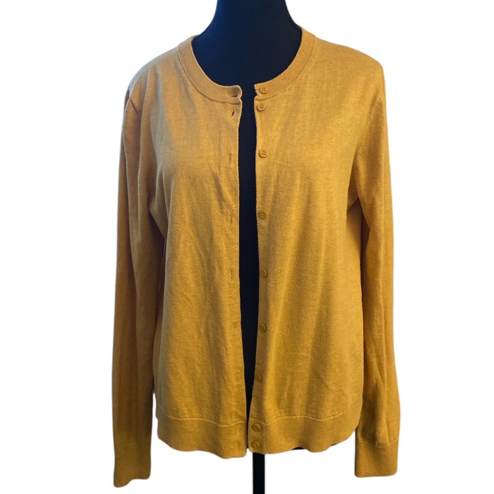 J. Crew Mustard Cardigan Sweater GUC L